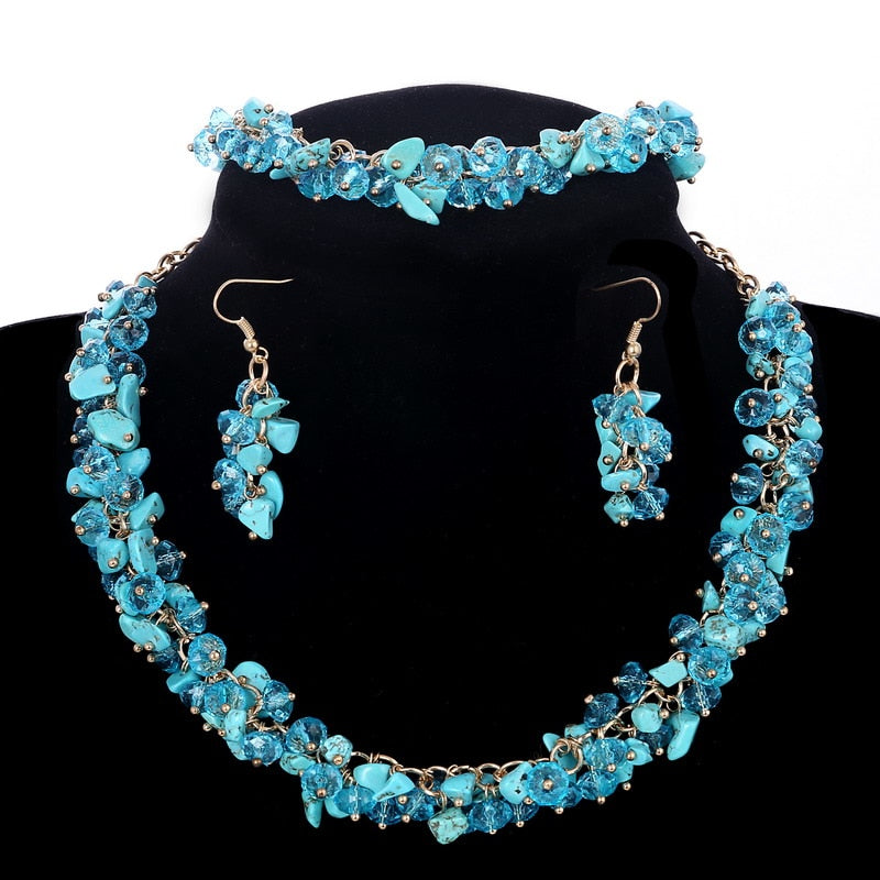 Turquoise Stone Jewelry Set  Earring Bracelet