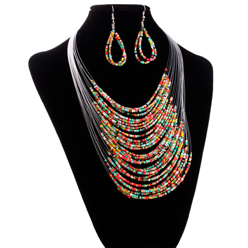 Multi-color/Multi-layer Resin Beads Necklace Set