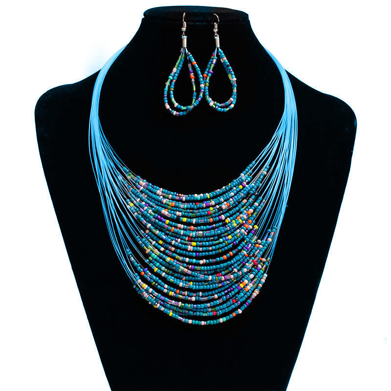 Multi-color/Multi-layer Resin Beads Necklace Set