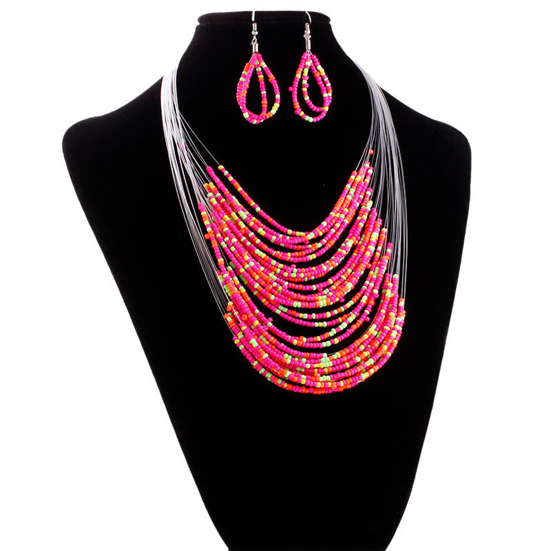 Multi-color/Multi-layer Resin Beads Necklace Set
