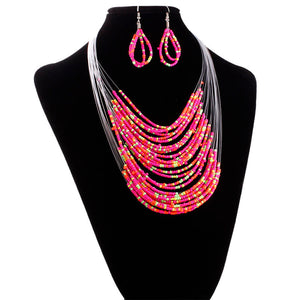 Multi-color/Multi-layer Resin Beads Necklace Set