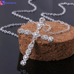 Silver Crystal Rhinestone Cross Necklace
