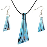 Turquoise Glazed Pendant Necklace Jewelry Set