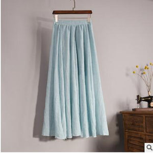 Cotton Linen Vintage Maxi Skirt