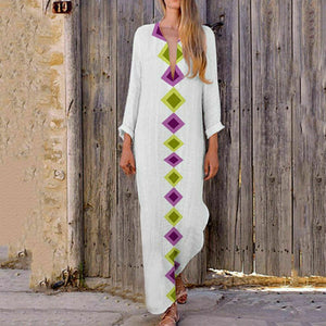 Linen Long Sleeve  Maxi Dress